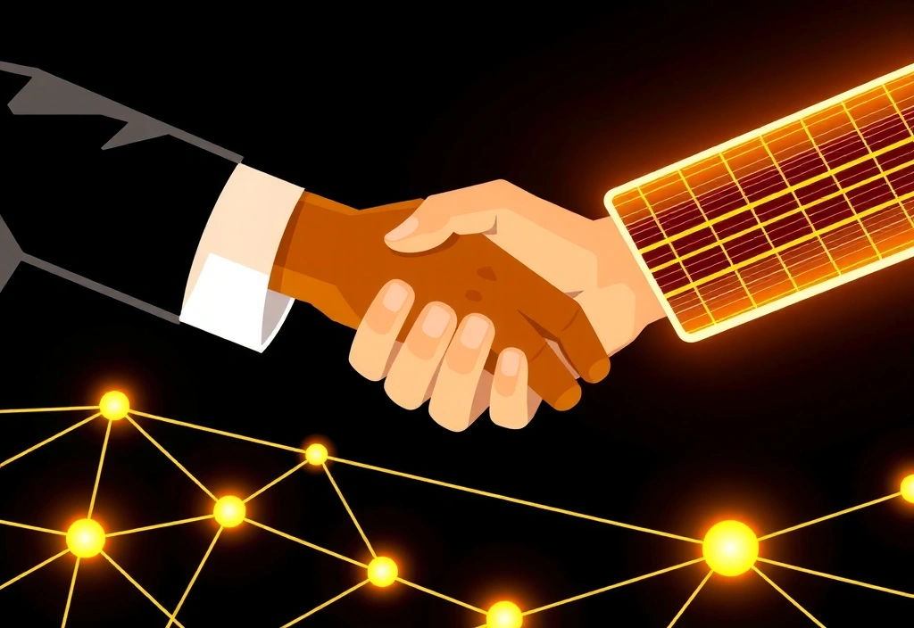 Digitale Handshake-Illustration, die einen Online-Vertrag symbolisiert